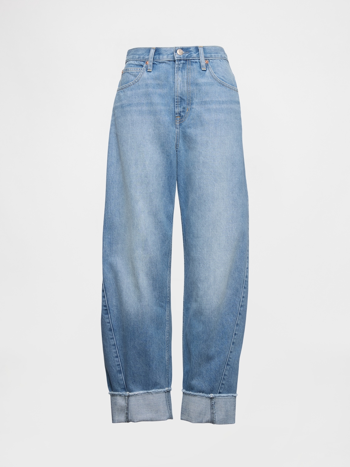 High Rise Cuffed Barrel Jeans
