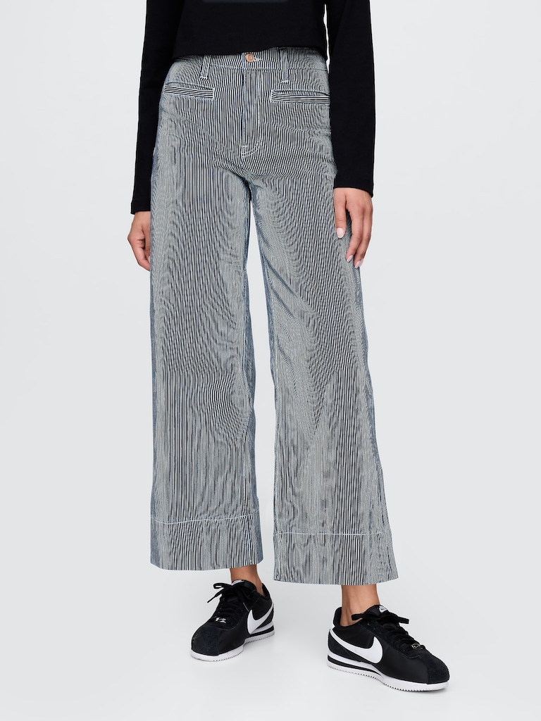 High Rise Stride Wide-Leg Ankle Jeans