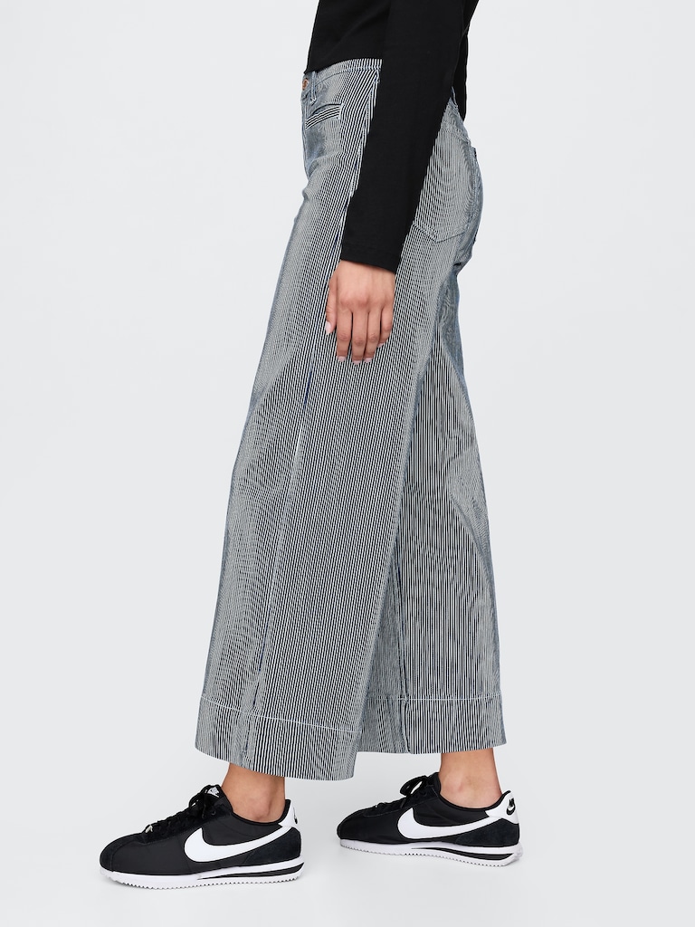 High Rise Stride Wide-Leg Ankle Jeans