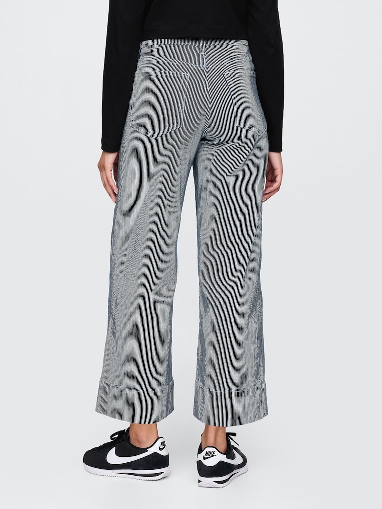 High Rise Stride Wide-Leg Ankle Jeans