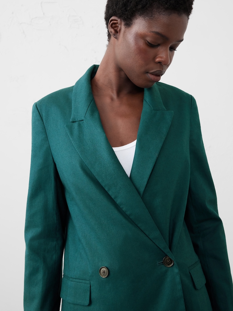 Linen-Blend Boyfriend Blazer