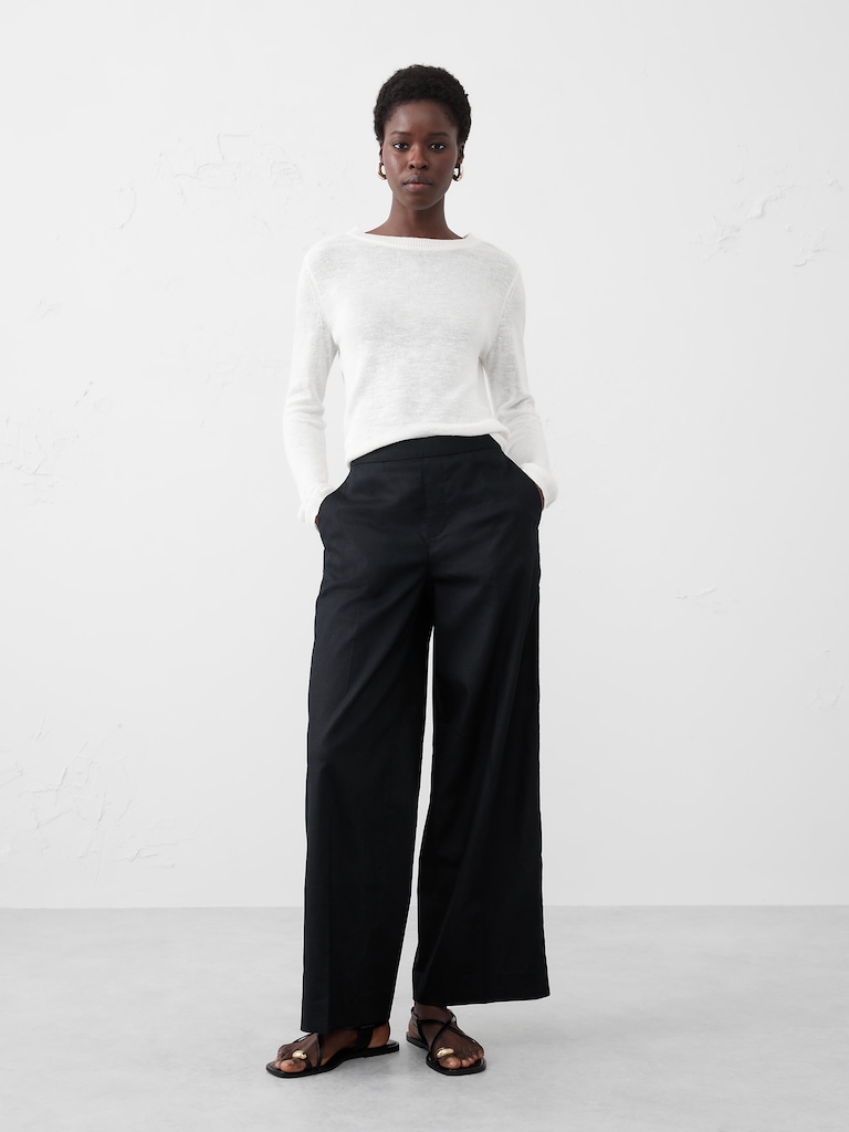 Hayden Wide-Leg Linen-Blend Pull-On Pant