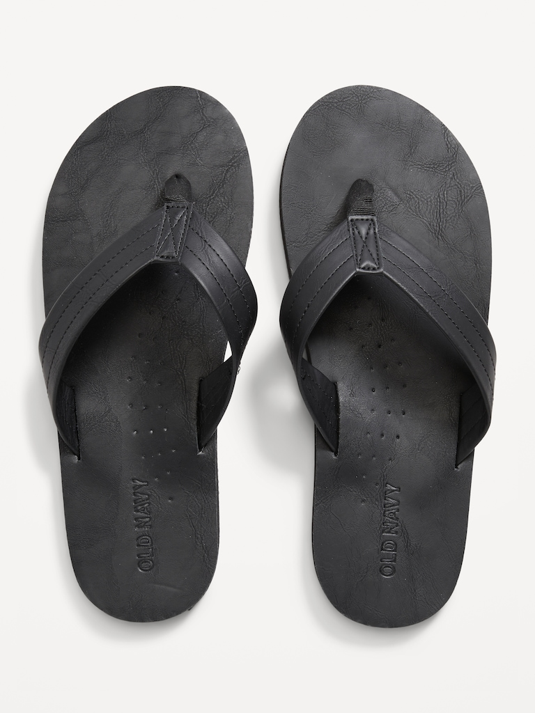 Faux-Leather Flip-Flop Sandals for Men