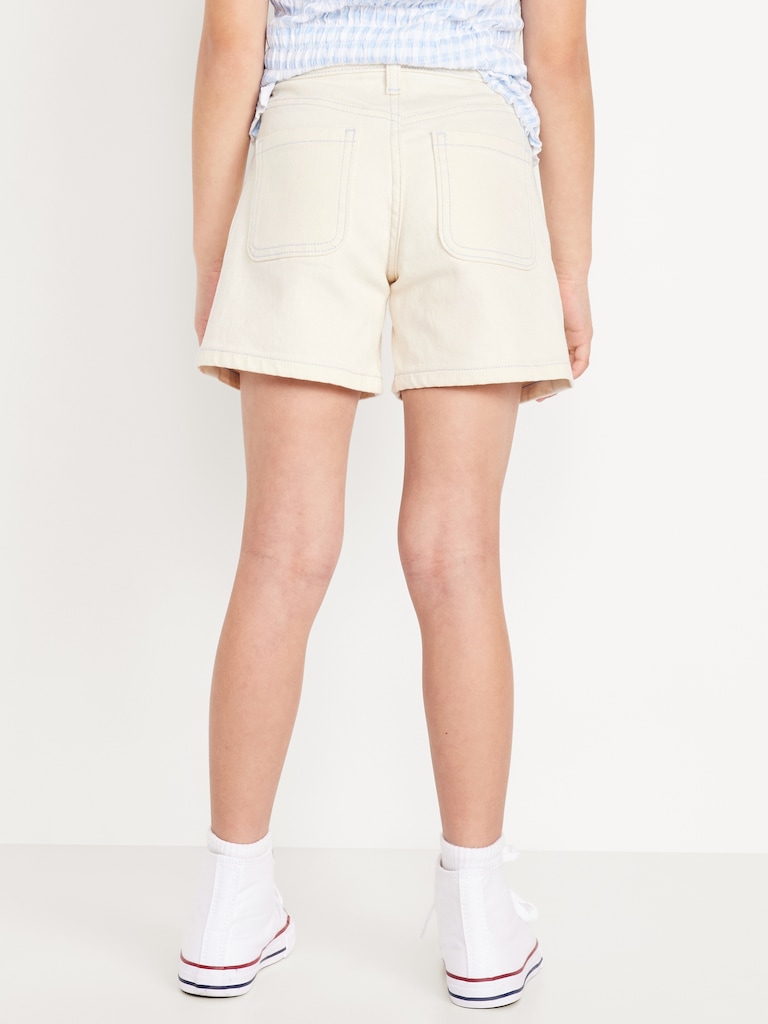 High-Waisted Mariner Midi Jean Shorts for Girls