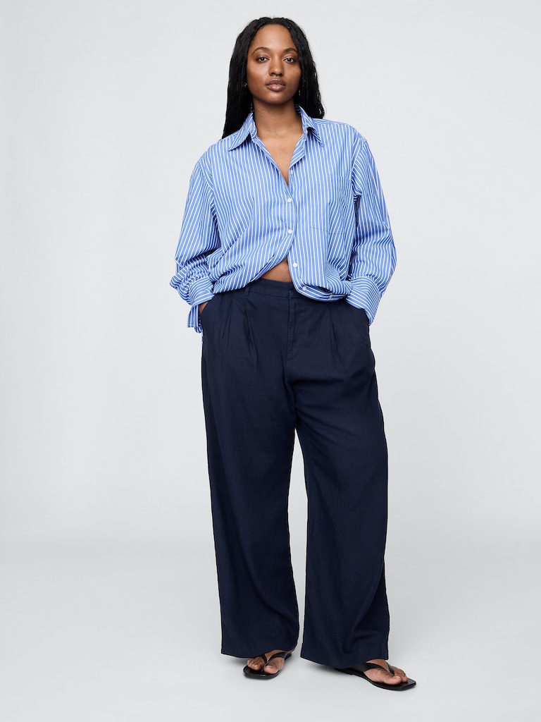 365 High Rise Linen-Blend Trousers