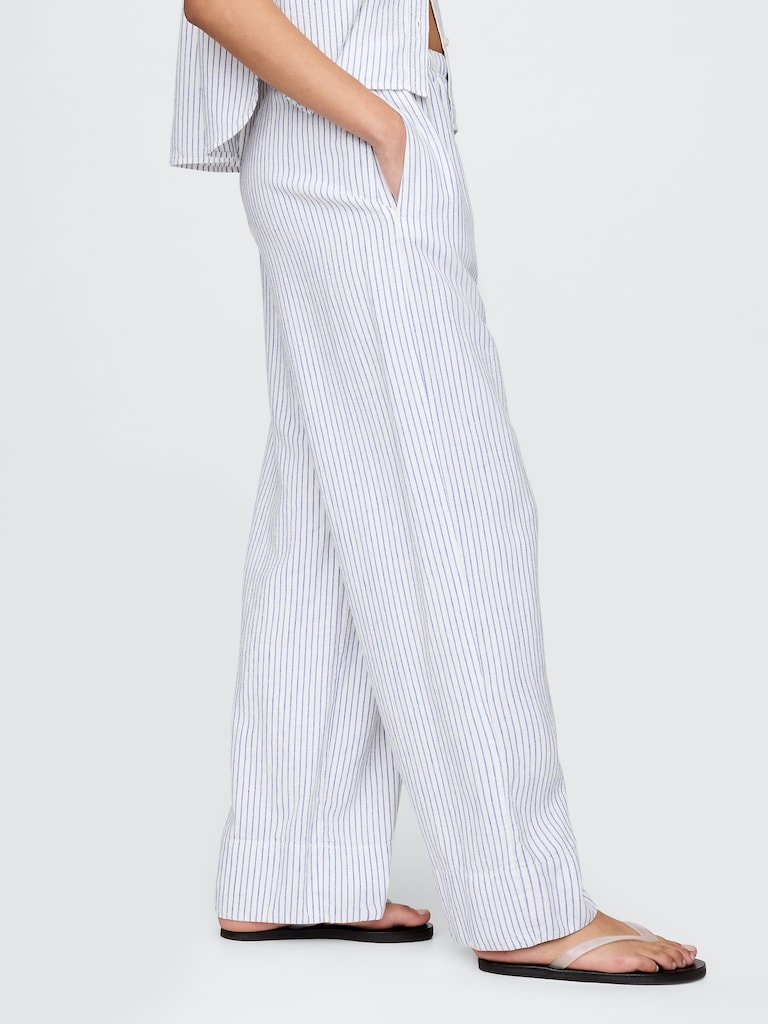 Linen-Blend Easy Wide-Hem Pants
