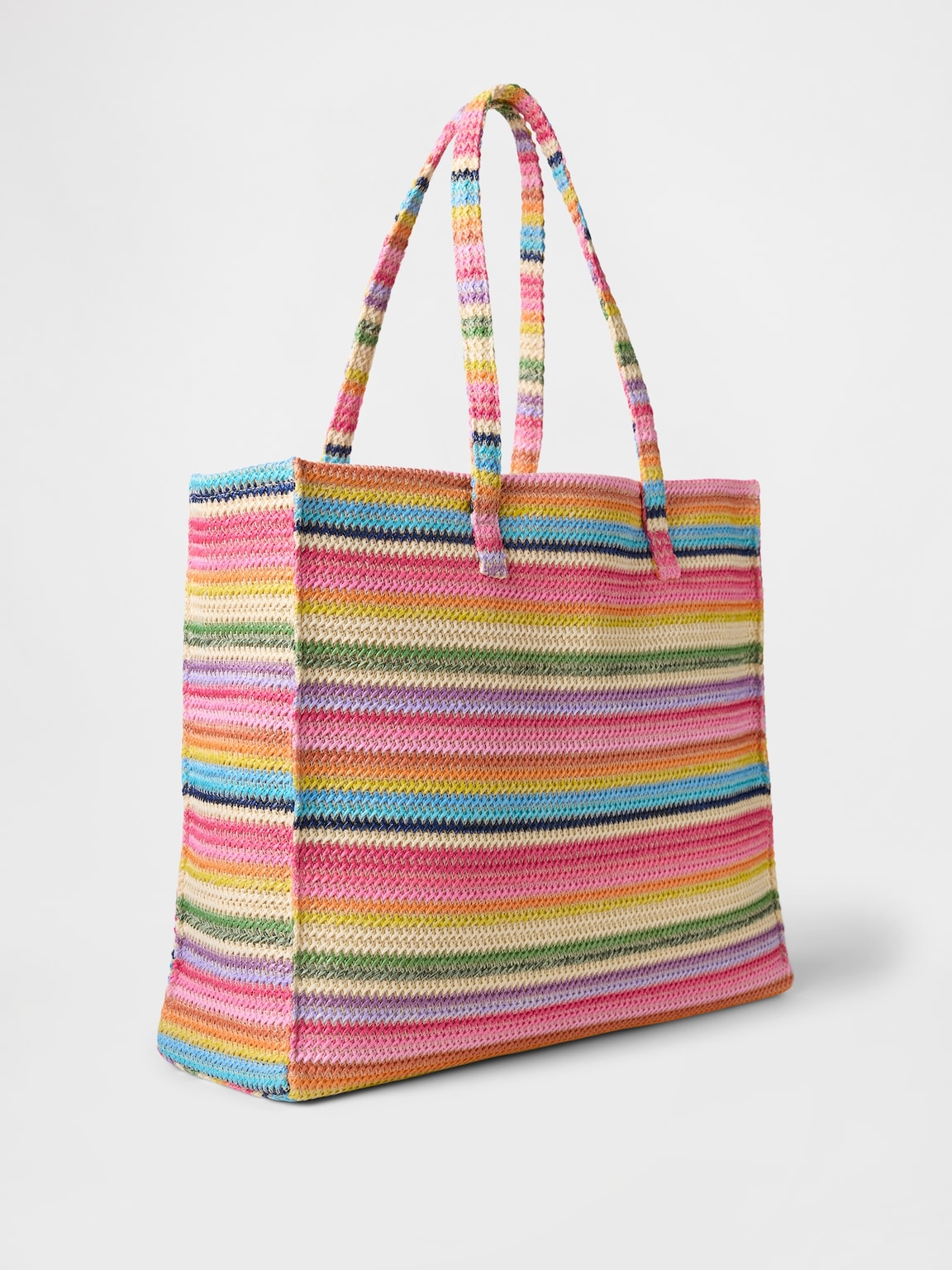 Rainbow Straw Tote Bag