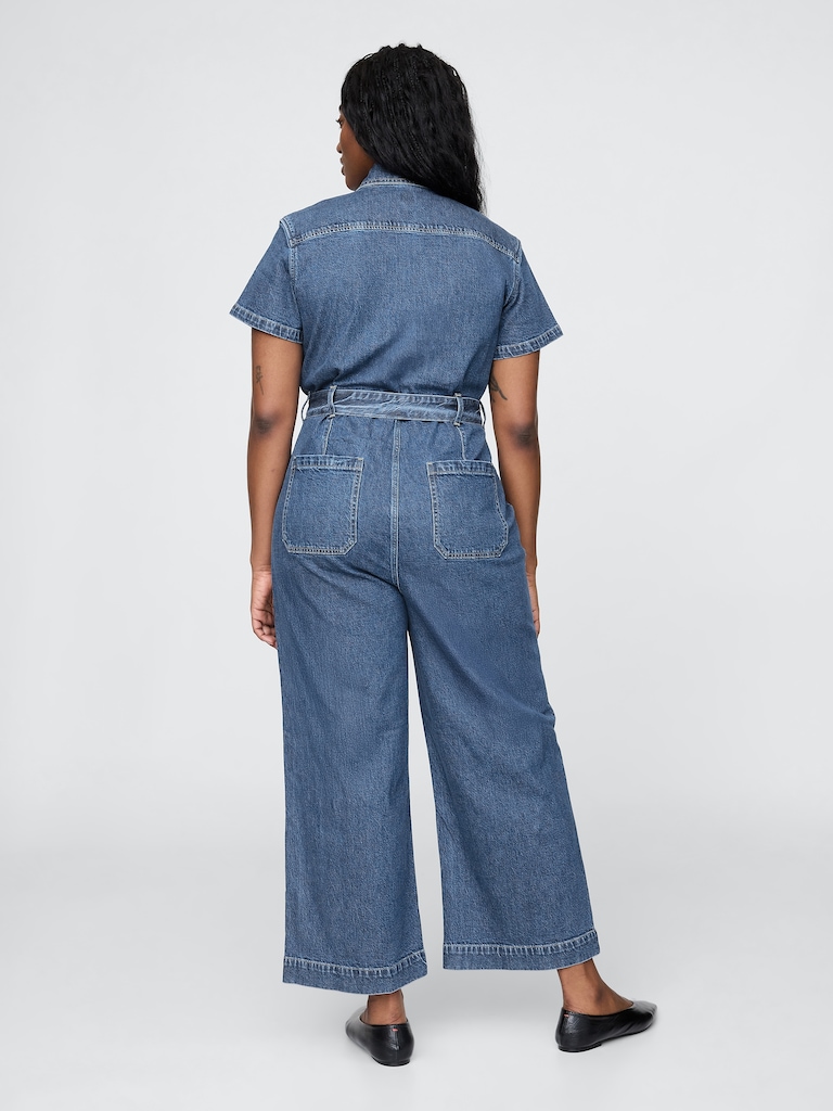 Belted Denim Jumpsuit