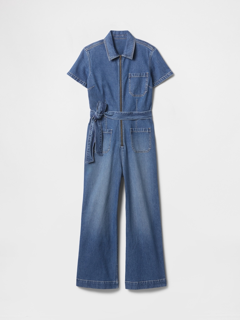 Belted Denim Jumpsuit