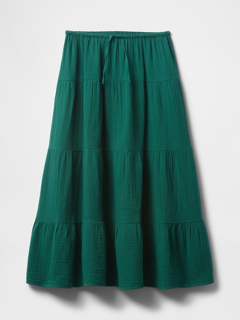 Cotton Gauze Tiered Maxi Skirt