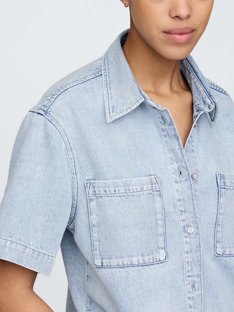 UltraSoft Denim Crop Shirt
