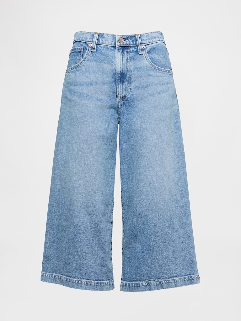 High Rise Denim Culotte Jeans