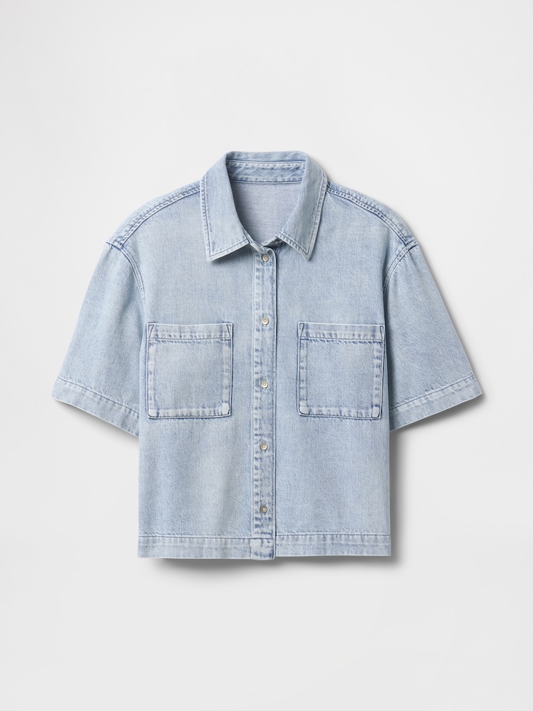 UltraSoft Denim Crop Shirt