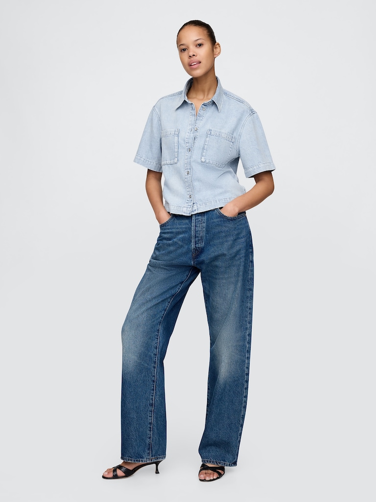 UltraSoft Denim Crop Shirt