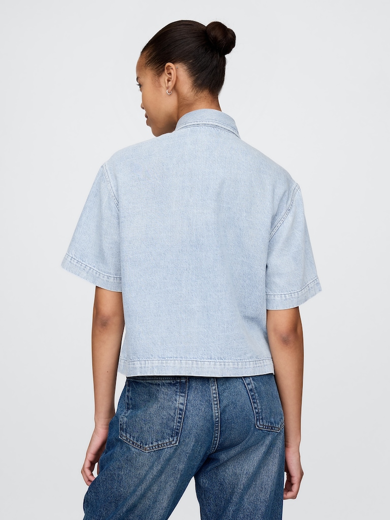 UltraSoft Denim Crop Shirt