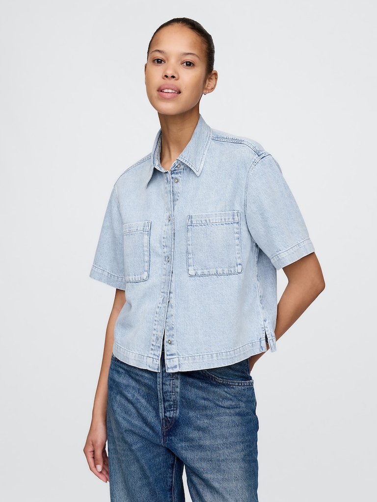 UltraSoft Denim Crop Shirt