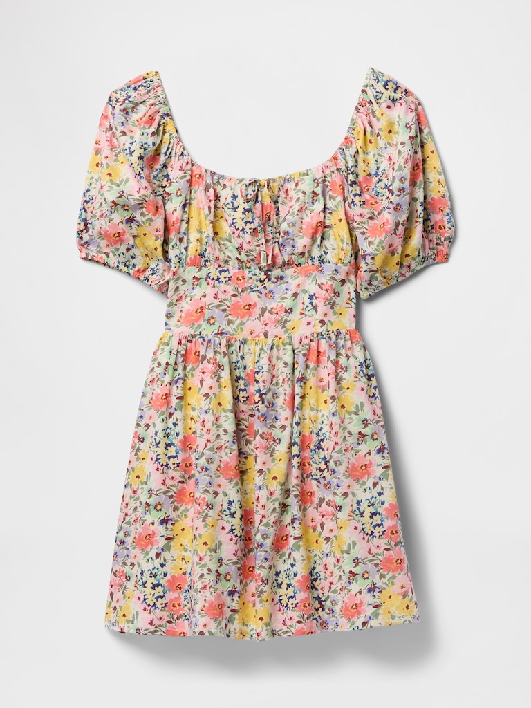 Puff-Sleeve Mini Dress