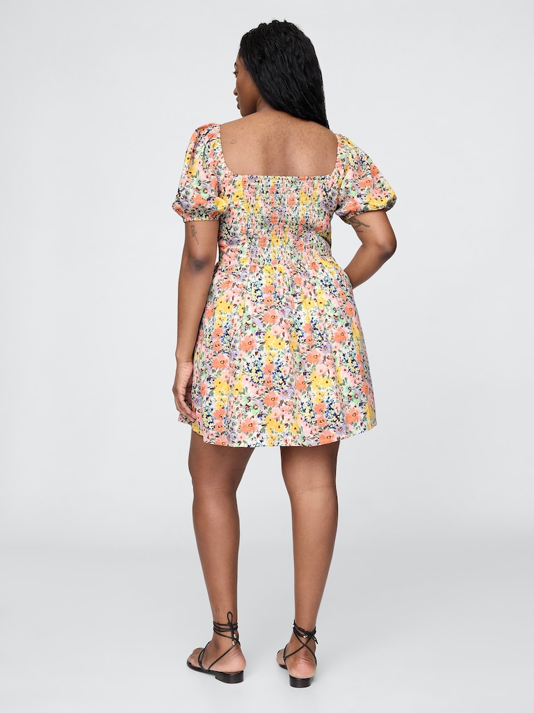 Puff-Sleeve Mini Dress