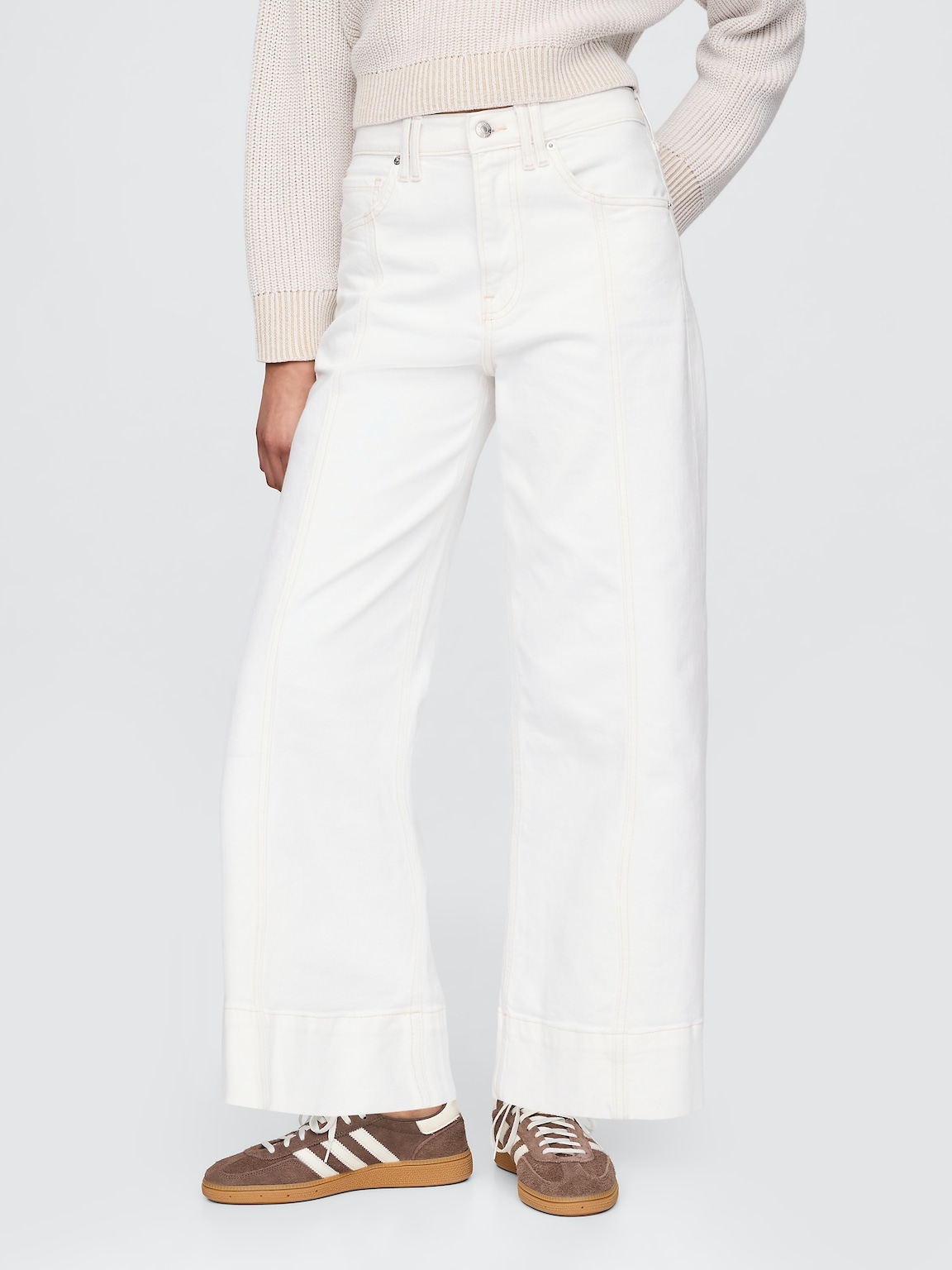 High Rise Stride Wide-Leg Ankle Jeans