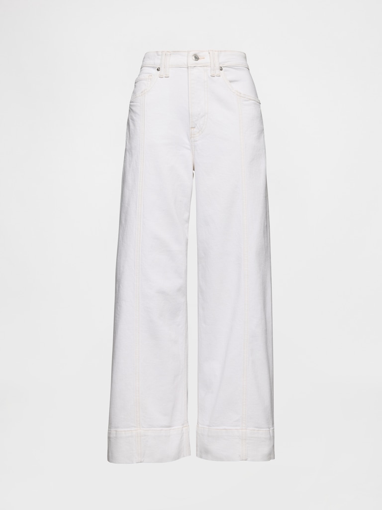 High Rise Stride Wide-Leg Ankle Jeans