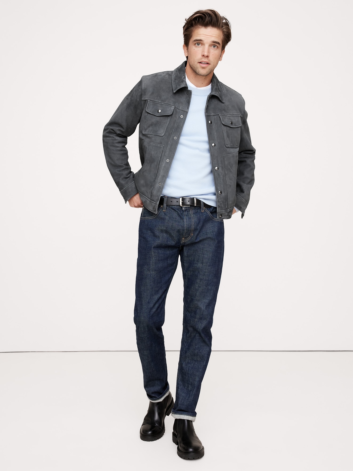 Nubuck Leather Trucker Jacket