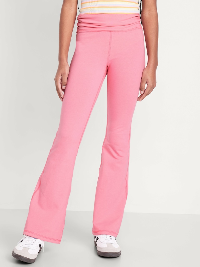 High-Waisted PowerChill Side-Ruched Flared Leggings for Girls
