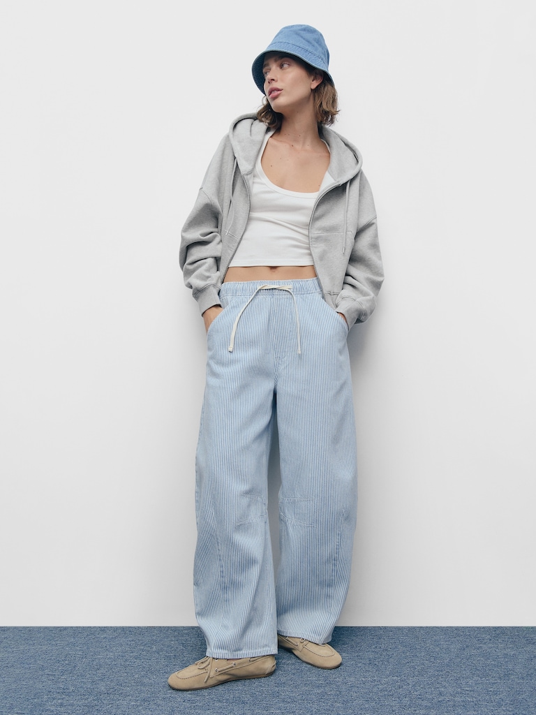 Mid Rise UltraSoft Denim Stripe Easy Horseshoe Jeans