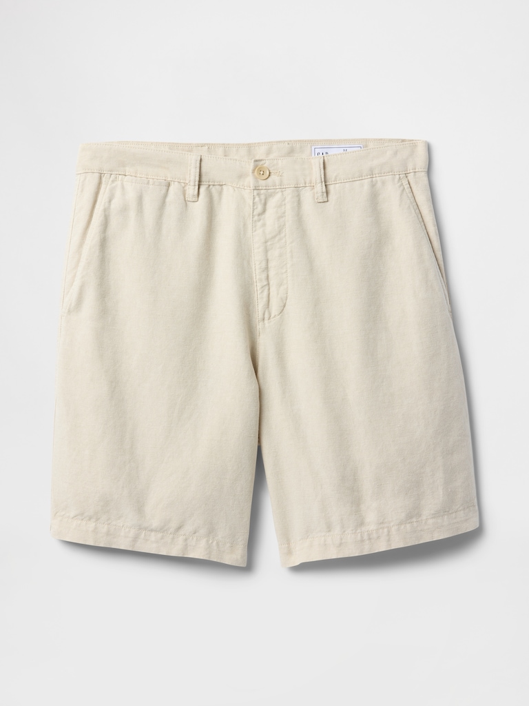8" Linen-Cotton Shorts
