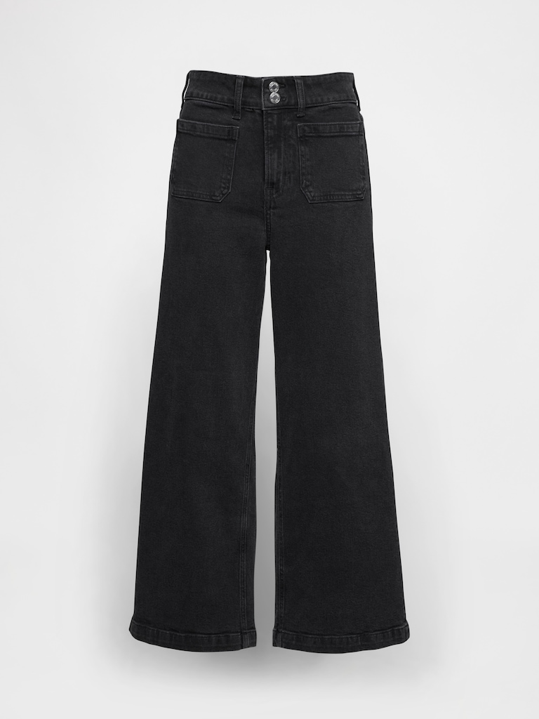 High Rise Stride Wide-Leg Ankle Jeans