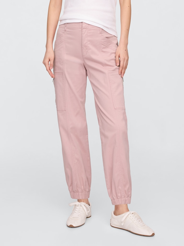 Mid Rise Downtown Khaki Cargo Joggers