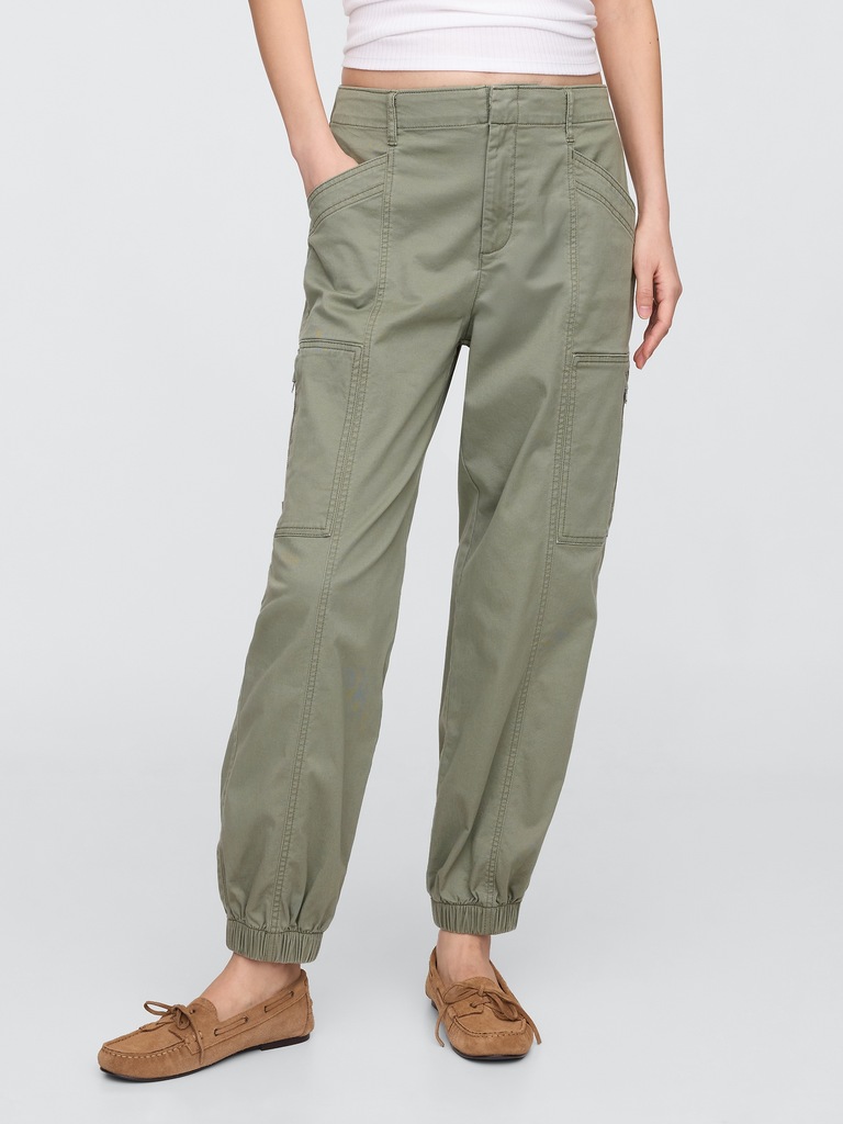Mid Rise Downtown Khaki Cargo Joggers