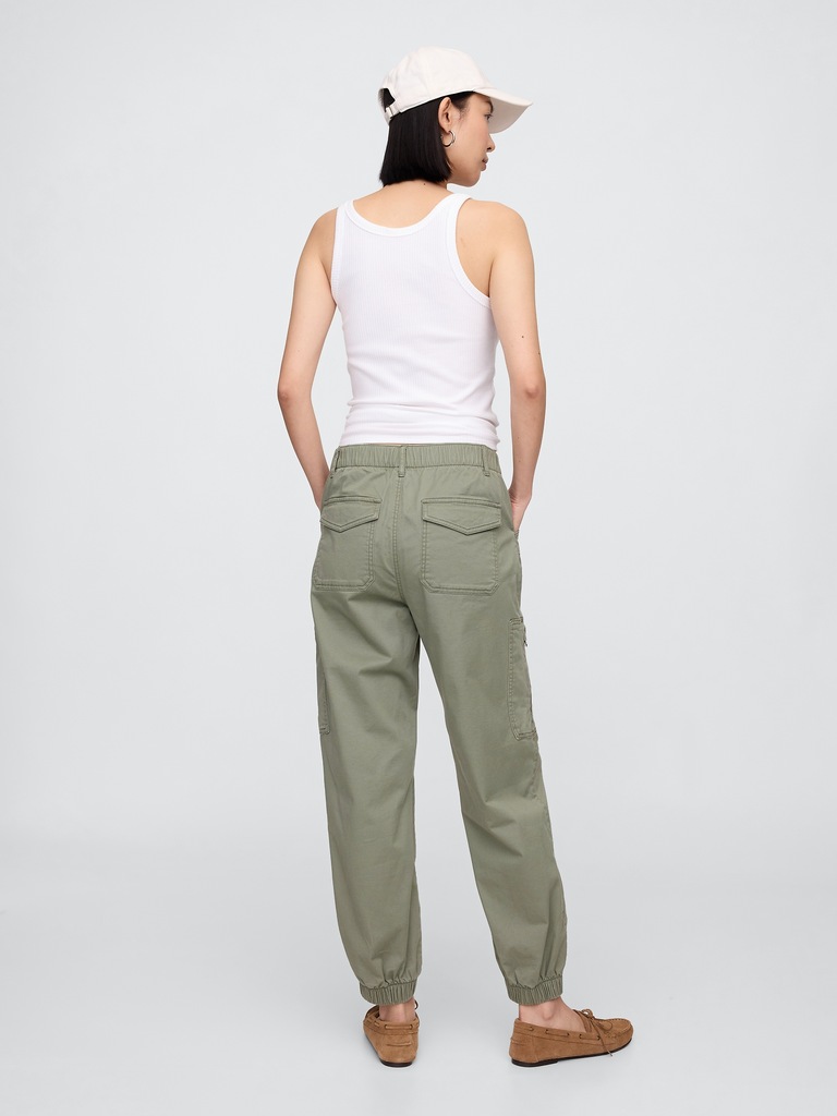 Mid Rise Downtown Khaki Cargo Joggers