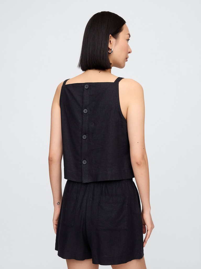 Linen-Blend Apron Top