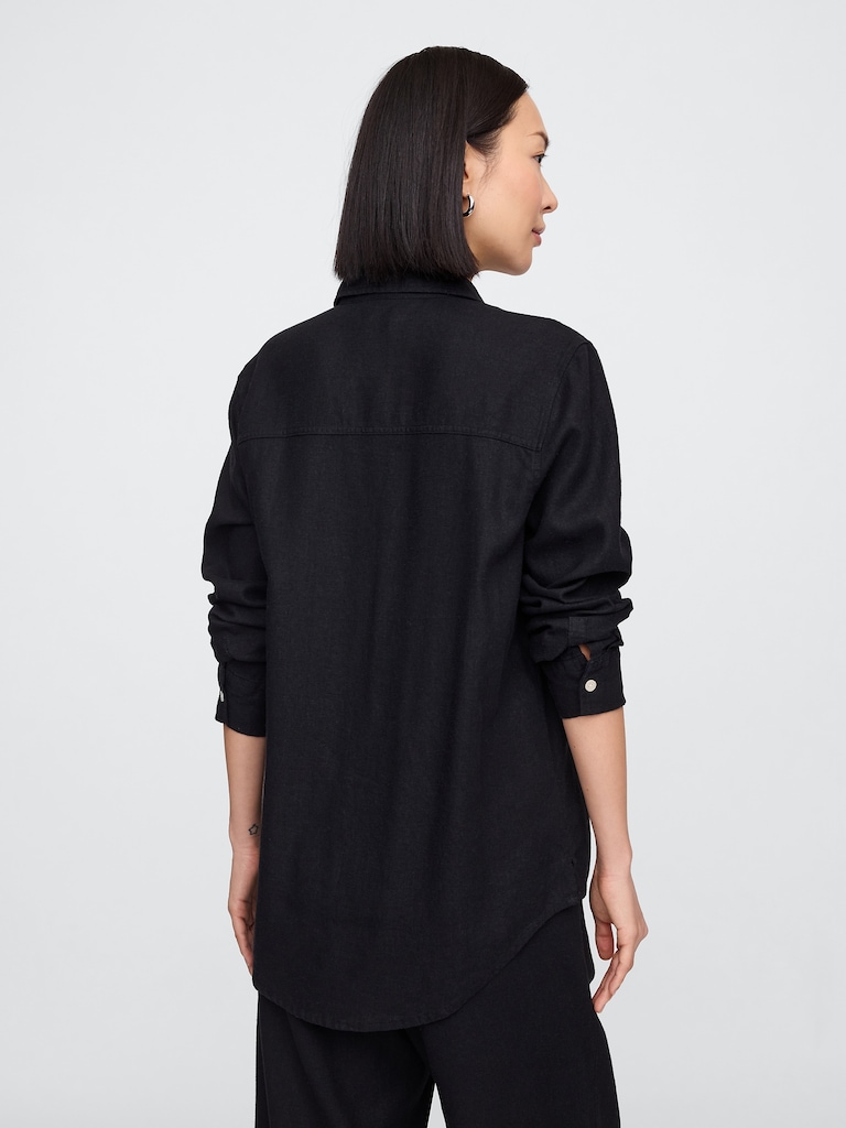 Linen-Blend Easy Shirt