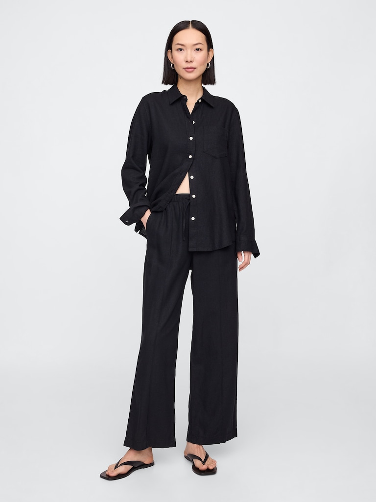 Linen-Blend Easy Shirt
