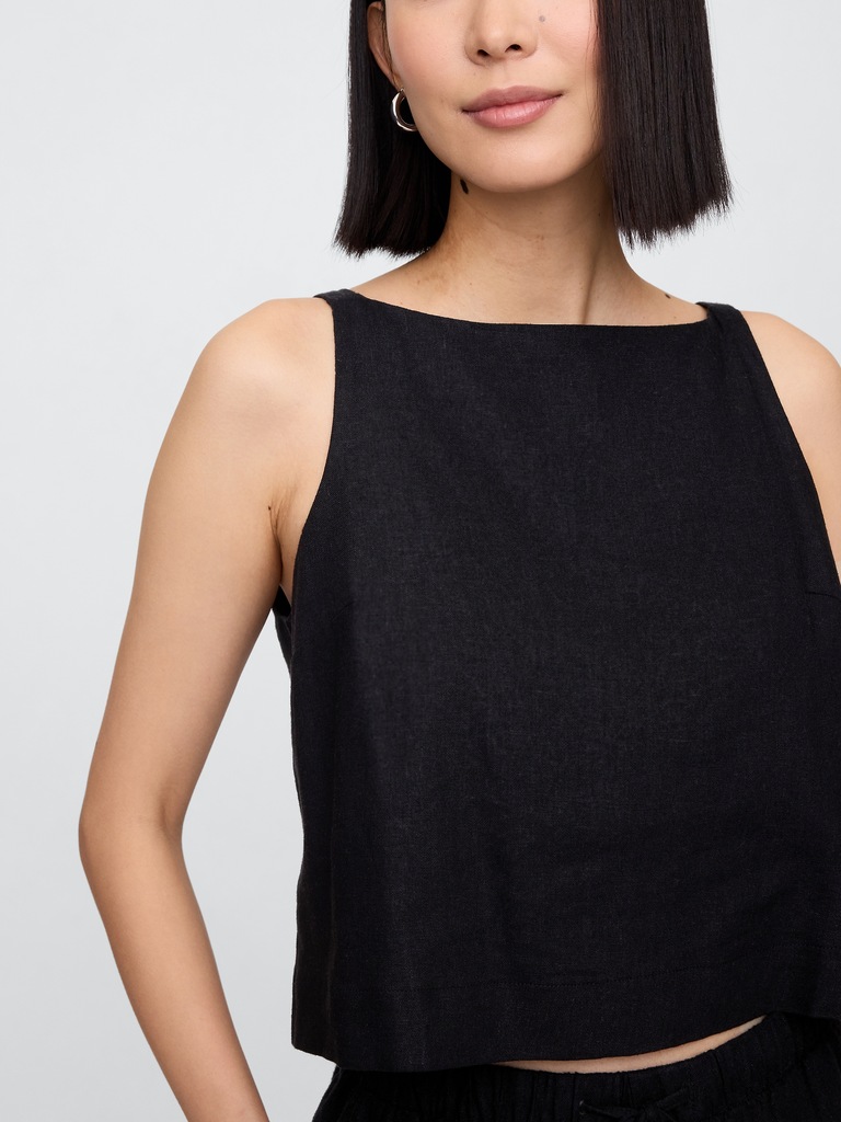 Linen-Blend Apron Top