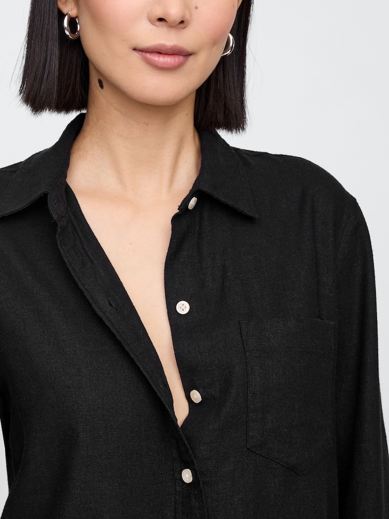 Linen-Blend Easy Shirt