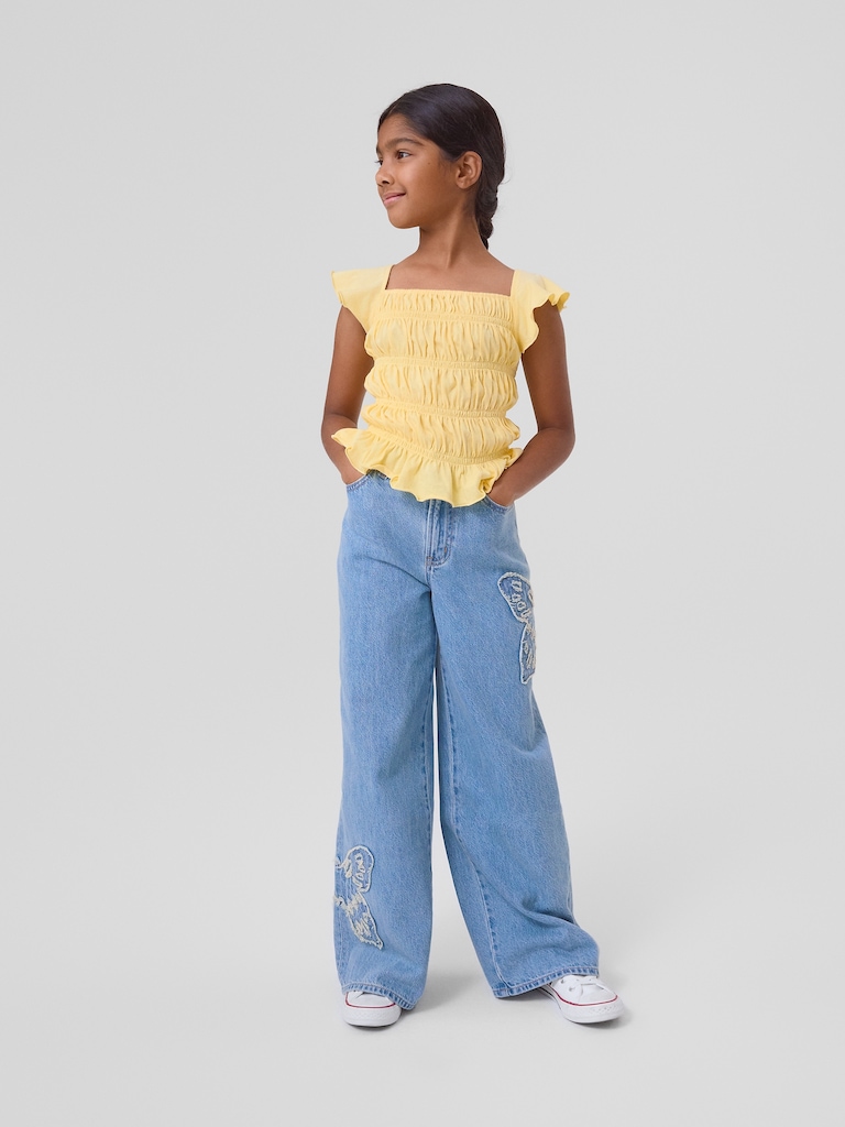 Kids High Rise Wide-Leg Jeans