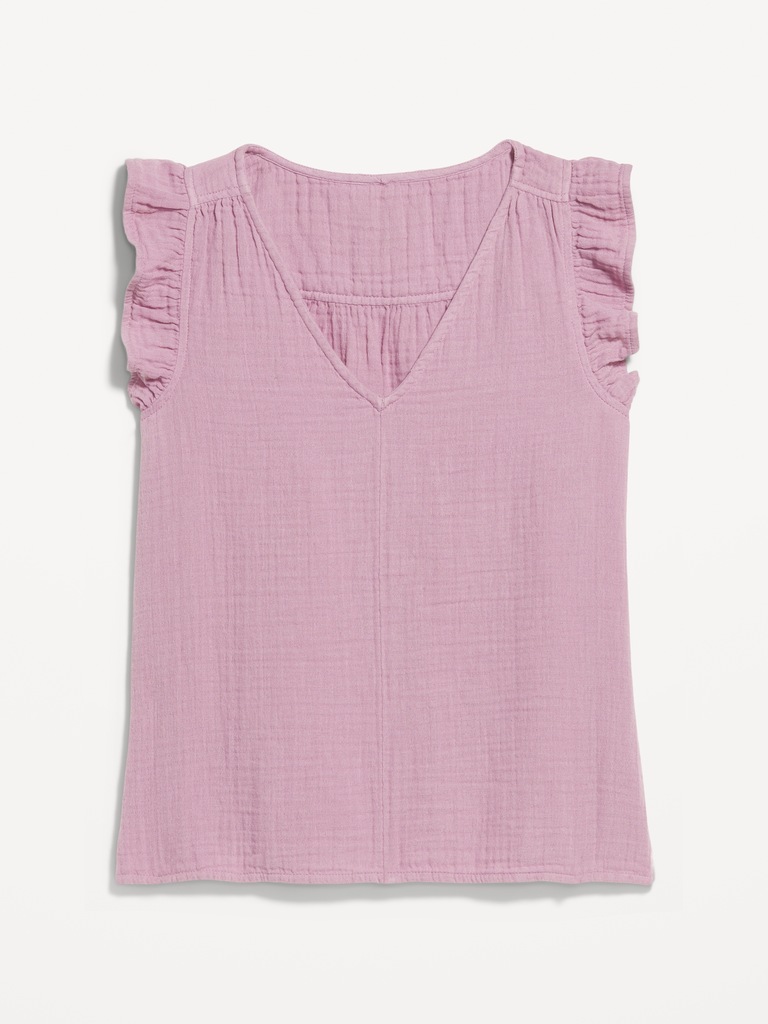 Sleeveless Crinkle Gauze Top
