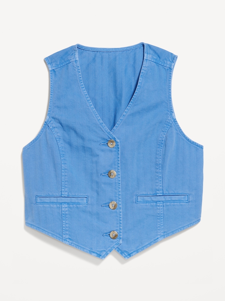 Button-Front Jean Vest