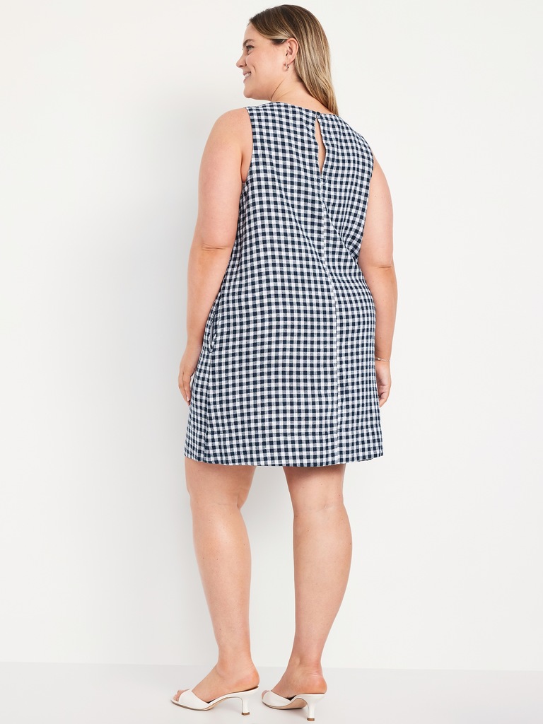 Linen-Blend Mini Shift Dress