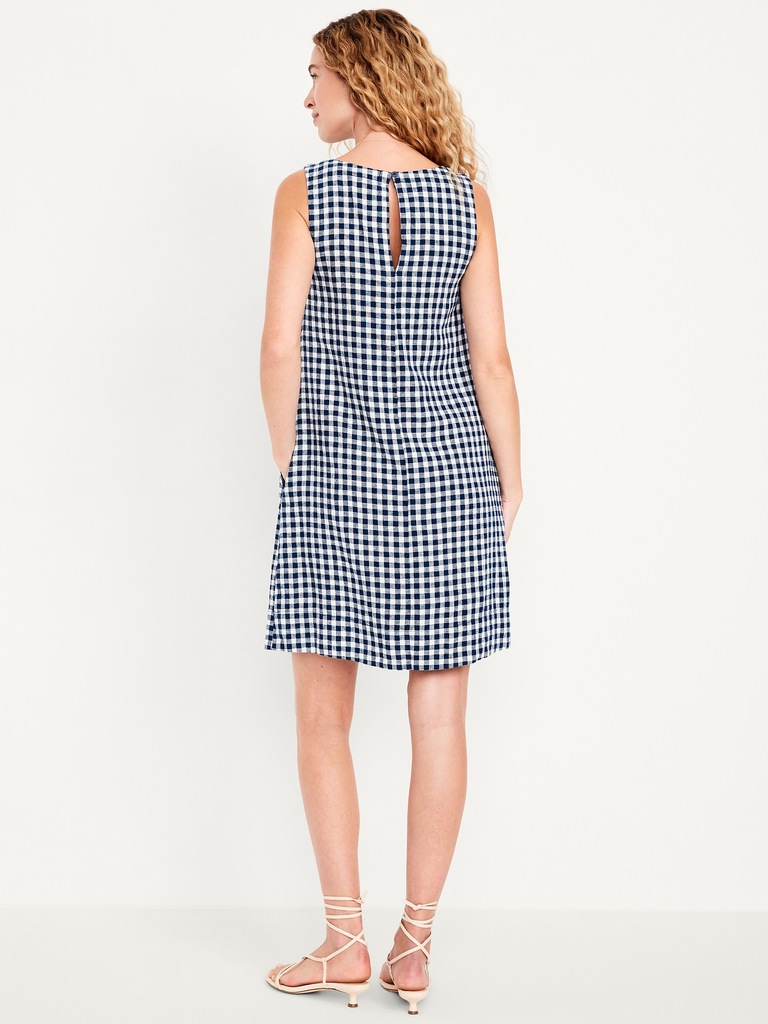 Linen-Blend Mini Shift Dress