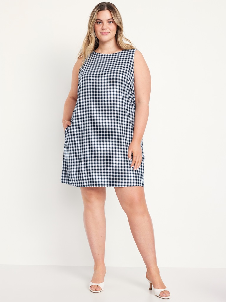Linen-Blend Mini Shift Dress