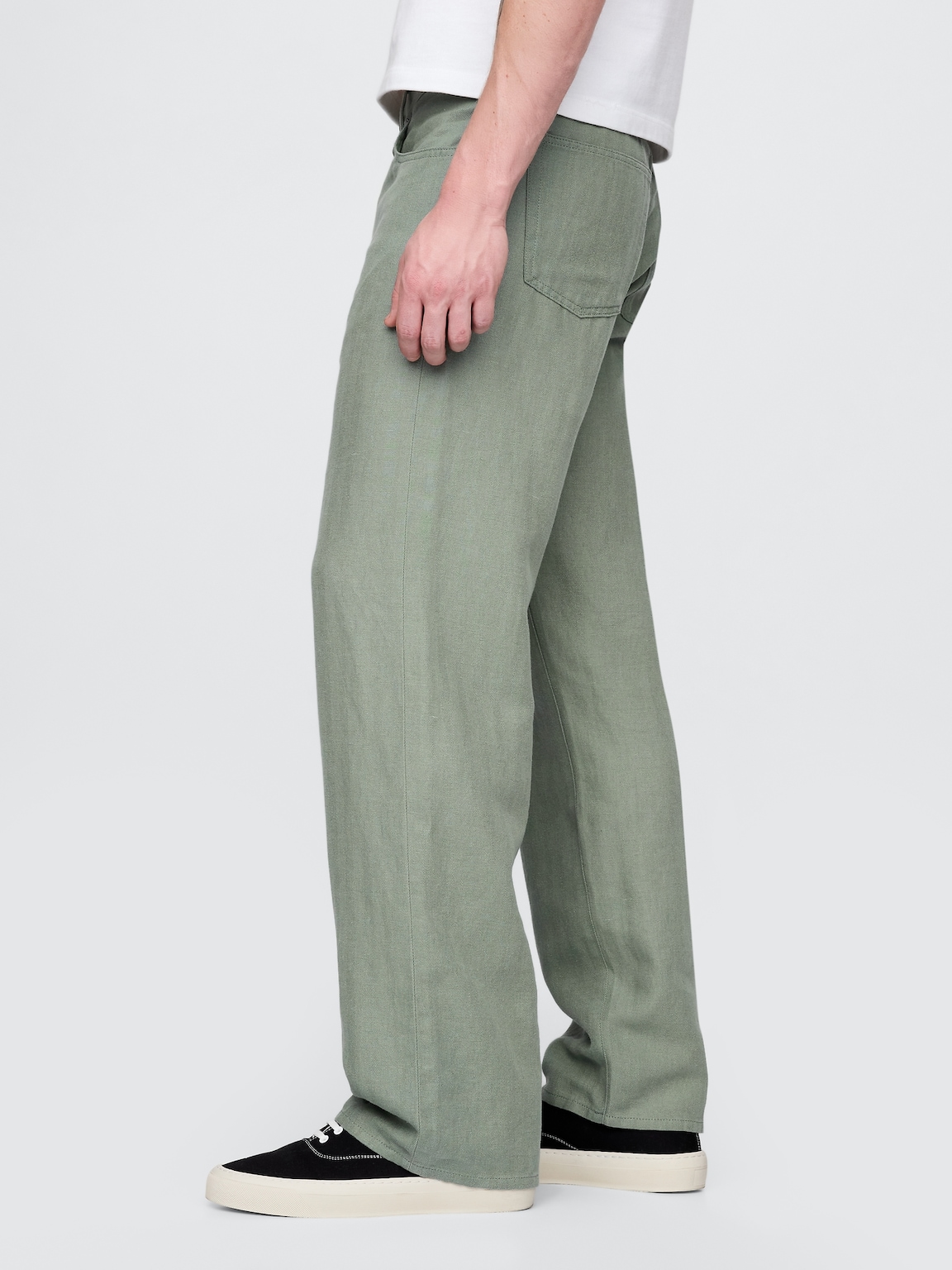 Linen-Cotton '90s Loose Herringbone Pants