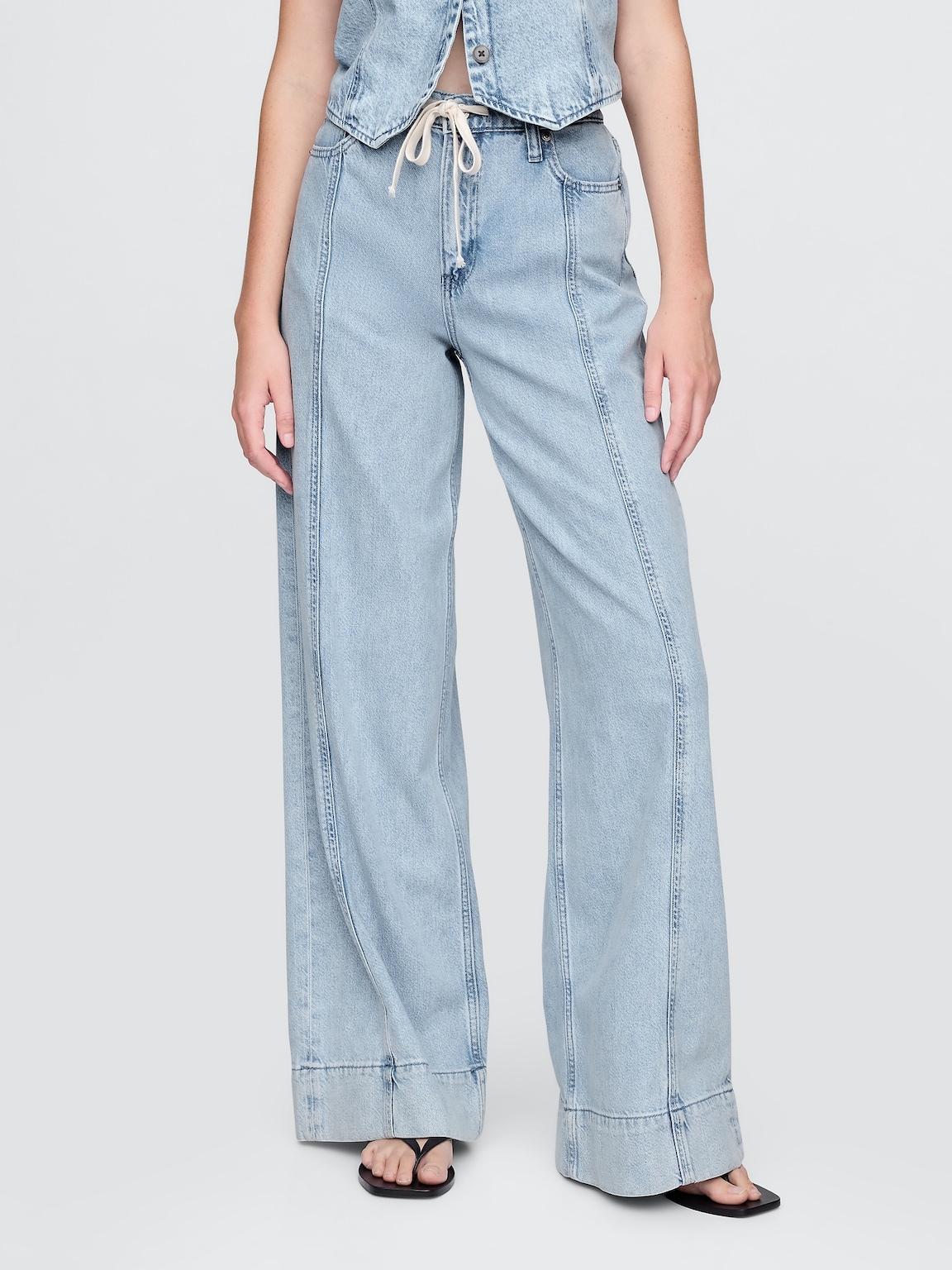 Mid Rise UltraSoft Denim Baggy Trousers