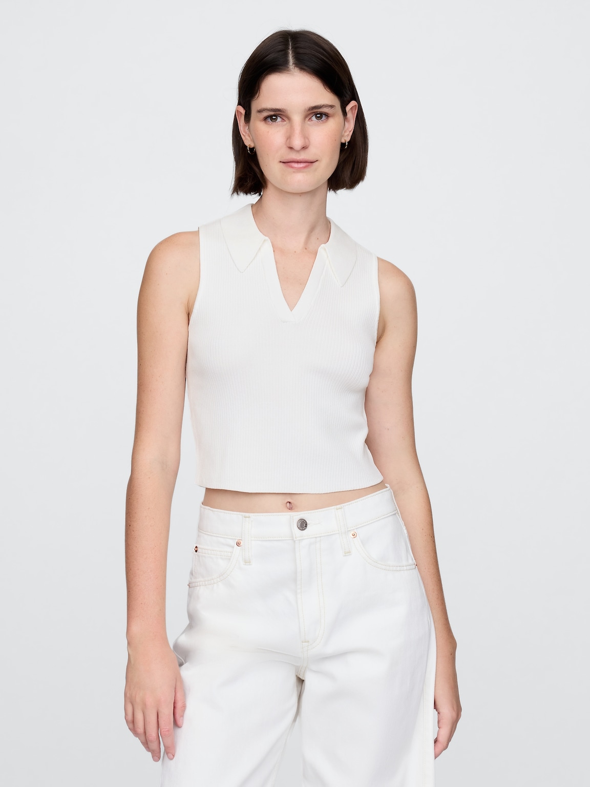 Rib Sweater Crop Tank Top