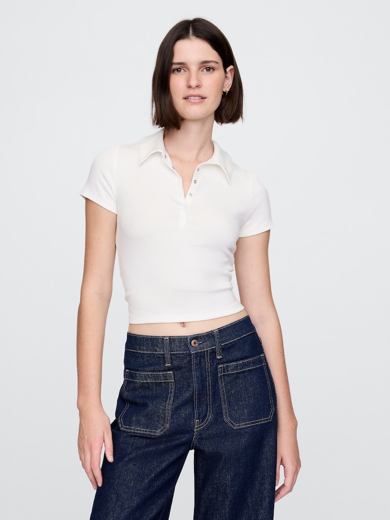 Modern Rib Crop Polo Shirt