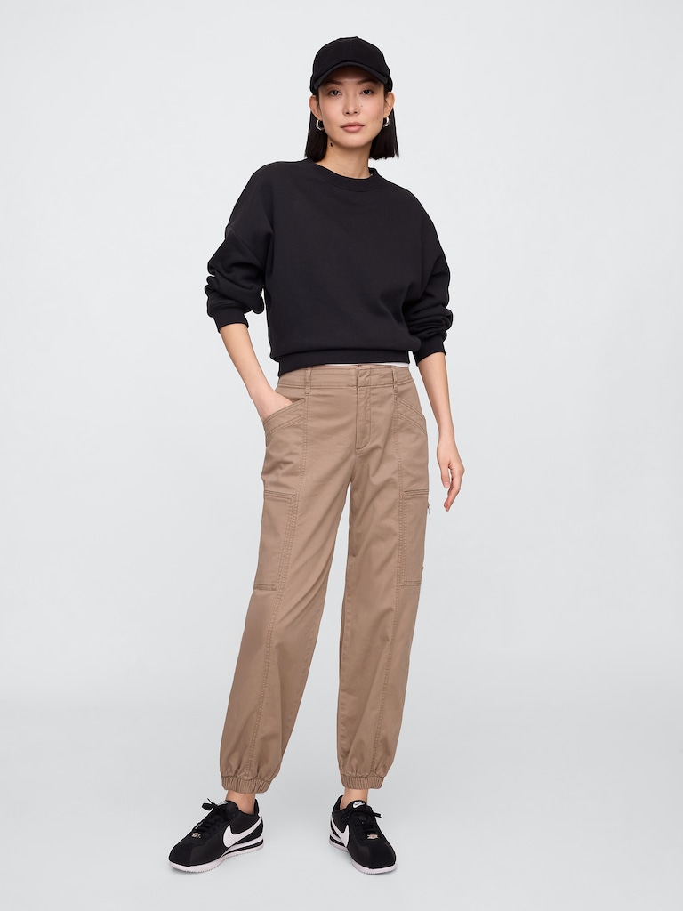 Mid Rise Downtown Khaki Cargo Joggers