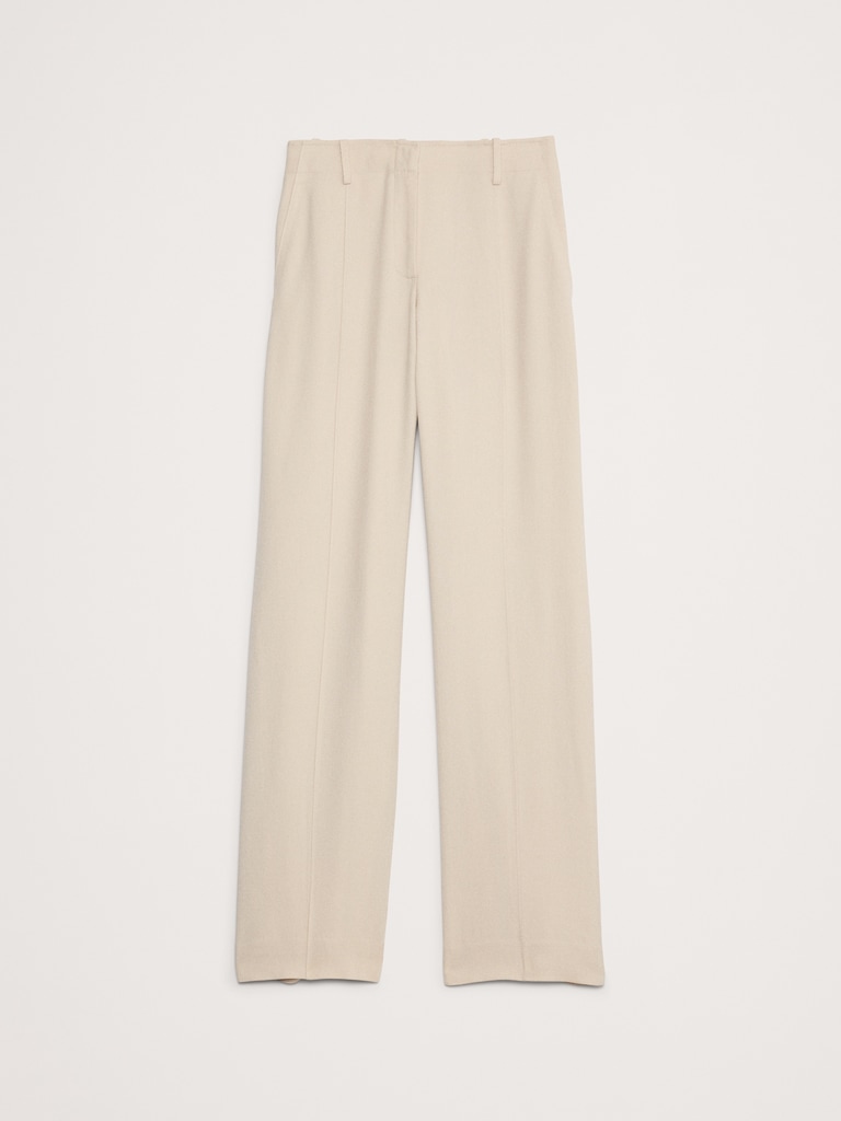 Mid-Rise Wide-Leg Drapey Twill Pant