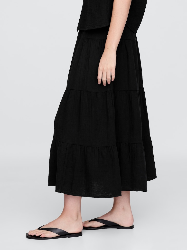 Cotton Gauze Tiered Maxi Skirt